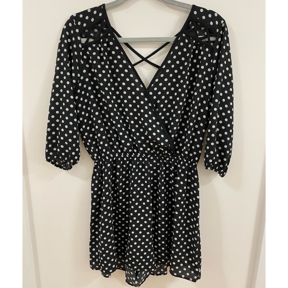 Black and White Polka Dot Romper Size Large